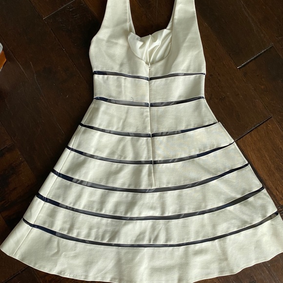 ERIN Fetherston Ivory and Black Striped Mesh Dress - Picture 2 of 5